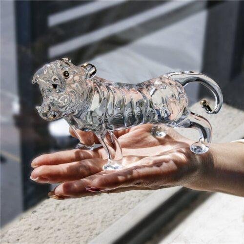 Handmade Lucky Crystal Tiger Statue For Desktop