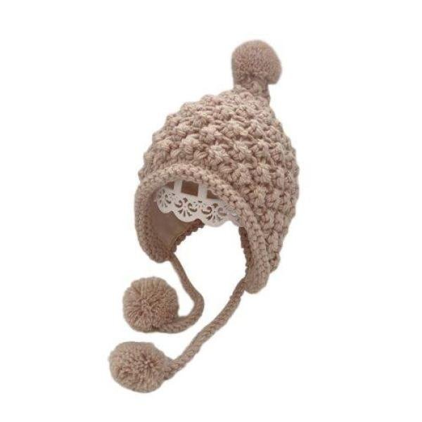 Handmade Flower Braids Thickened Baby Knitted Hat