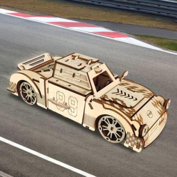 Handmade Wooden Sports Car Model 3D Puzzle