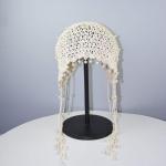 New Crochet Cotton Hat With Pearl Tassel Head