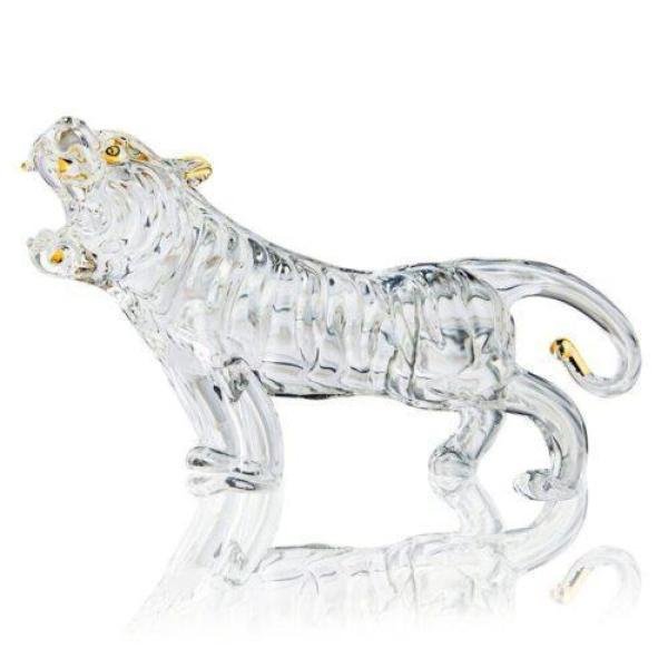 Statue de tigre porte-bonheur en cristal faite à la main pour bureau