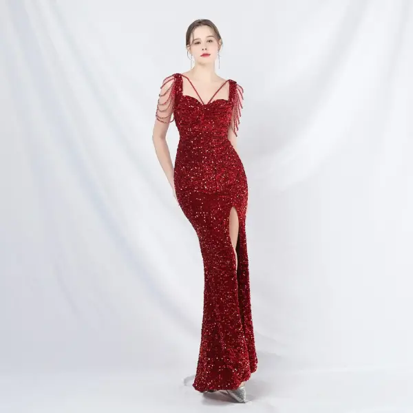 Handmade beaded long evening dress