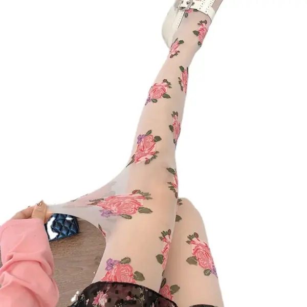 Handmade Embroidery Pink Women Stocking