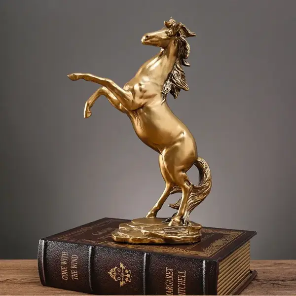 Golden Silver Black Horse Resin Sculpture